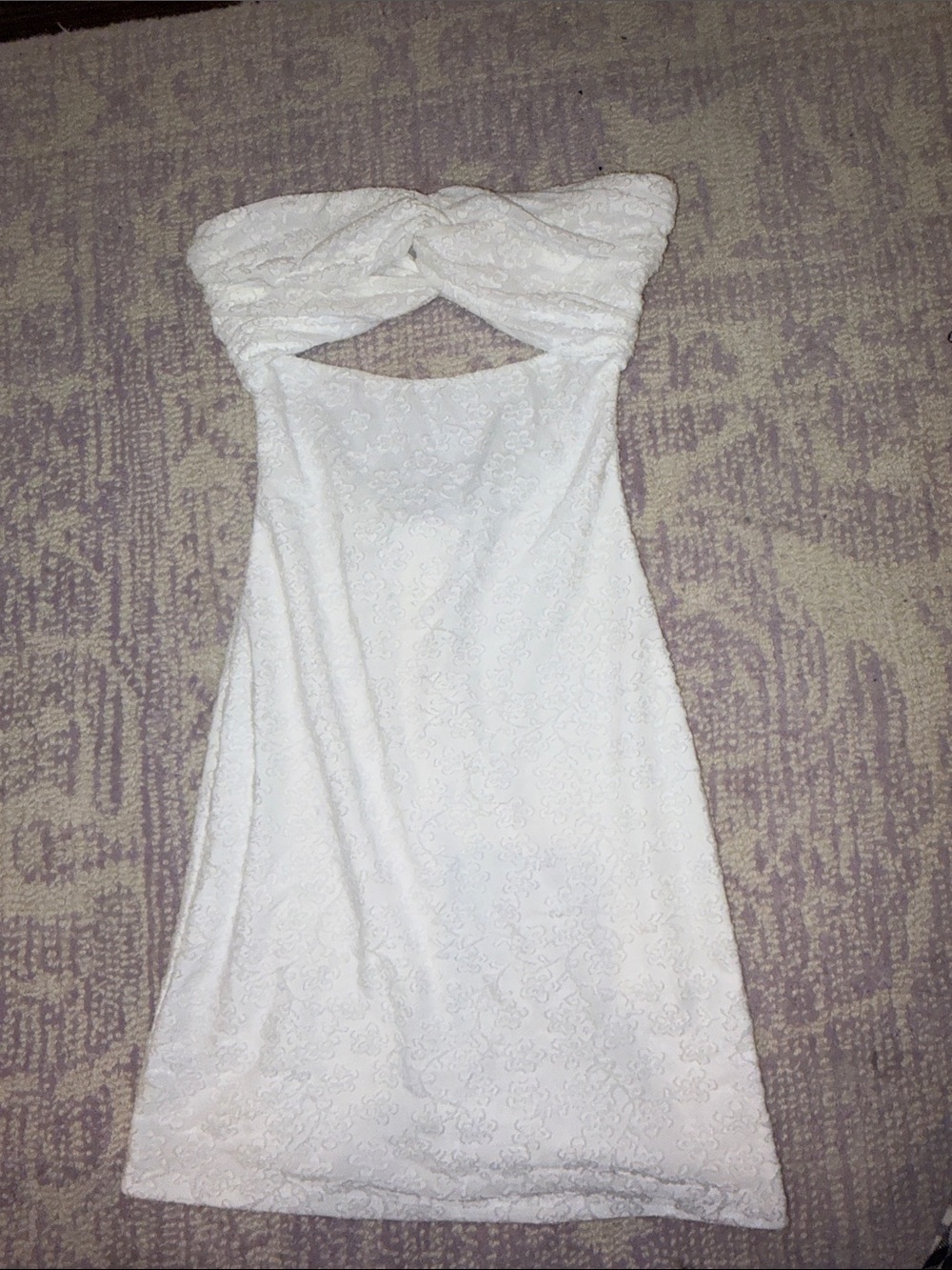 Lucy in the Sky Strapless White Lace Twist-Front Dress